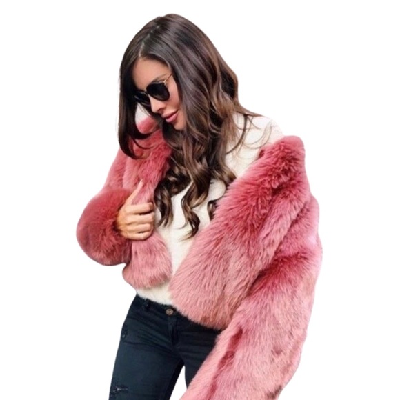 House Of CB Kenya Rose Mauve Faux Fur Jacket